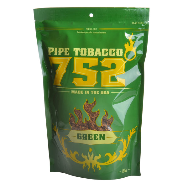 752 Green Pipe Tobacco 6oz Pouch - Compact Menthol RYO Tobacco Bag