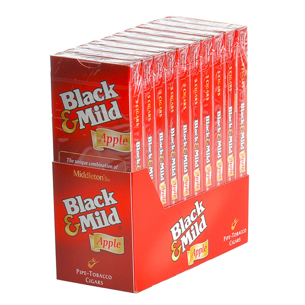 Middleton's Black & Mild Apple Cigars 10 Packs of 5 Retail Packaging and Box