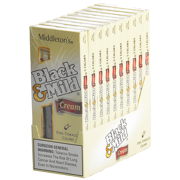 Black & Mild Cream Cigars 10 Packs of 5 Retail Box Display