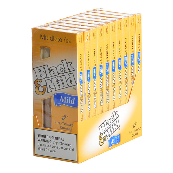 Black & Mild Mild Cigars 10 Packs of 5 Upright Display Box