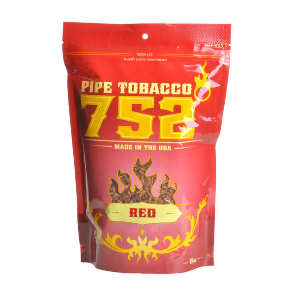 752 Red Pipe Tobacco 6oz Pouch Packaging - American Made Full Flavor Tobacco