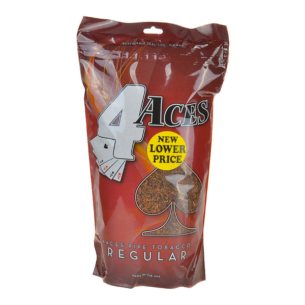 4 Aces Regular Pipe Tobacco 16oz Red Bag Front View - Full Bodied Virginia and Burley Blend
