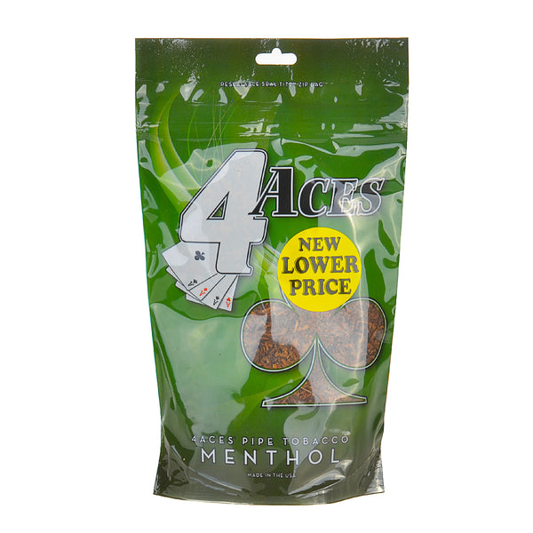 4 Aces Menthol Pipe Tobacco 16oz and 6oz Bag Size Comparison for RYO Value