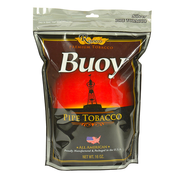 Buoy Silver Pipe Tobacco 16oz Resealable Bag Front View - Mellow Blend