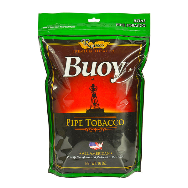 Buoy Mint Pipe Tobacco 16oz Green Bag Front View - Menthol Blend