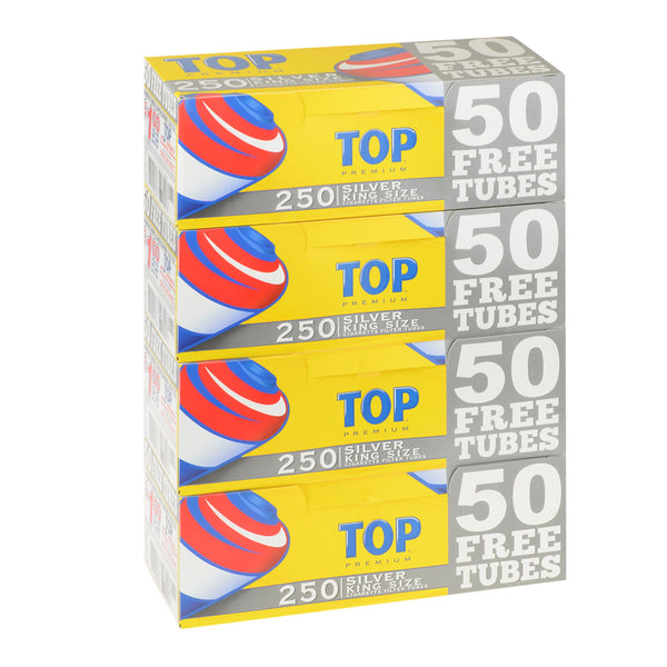 Top Premium Filter Tubes Silver King Size 4 Cartons of 250 Bulk Pack