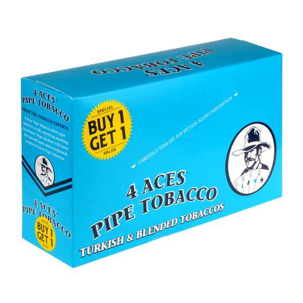 4 Aces Turkish B1G1 Pipe Tobacco 6-count box containing 1.2oz pouches of sun-cured tobacco