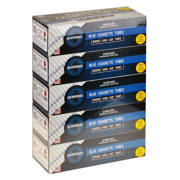 Shargio Blue Light King Size Filter Tubes 5-Carton Bulk Pack Made in USA