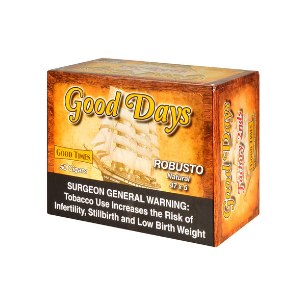 Good Days Factory Rejects Robusto Cigars Box of 50 Front View