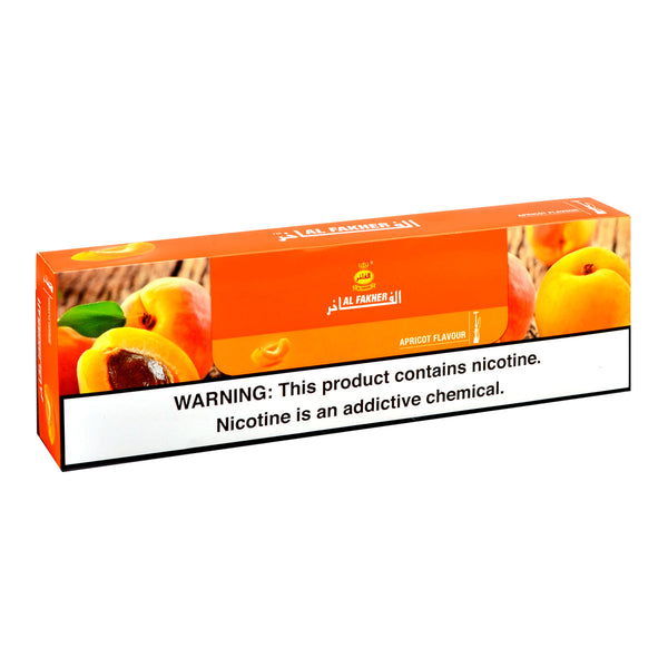 Al Fakher Apricot Hookah Shisha Tobacco packaging in 50g and 250g sizes
