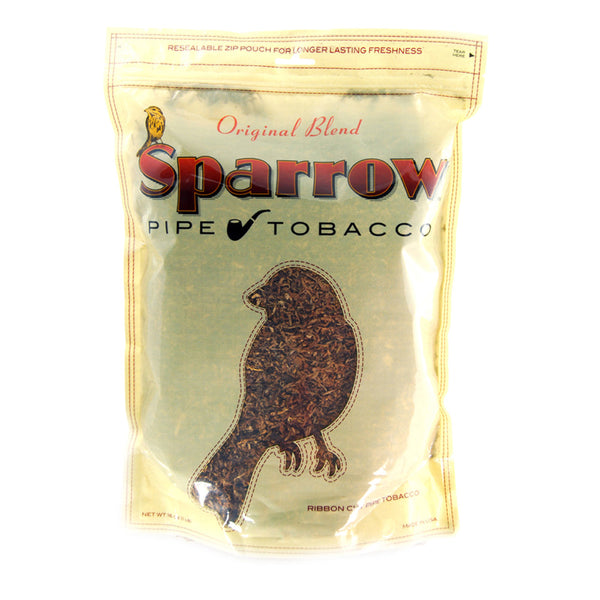 Sparrow Original Blend Pipe Tobacco 16 oz. Resealable Bag - Front View showing Virginia and Burley leaf branding