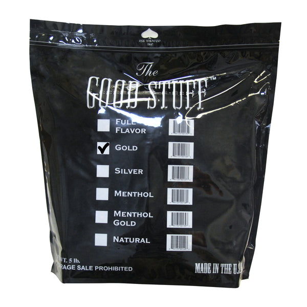 Good Stuff Gold Pipe Tobacco Size Comparison - 16oz and 5lb Bulk Bags