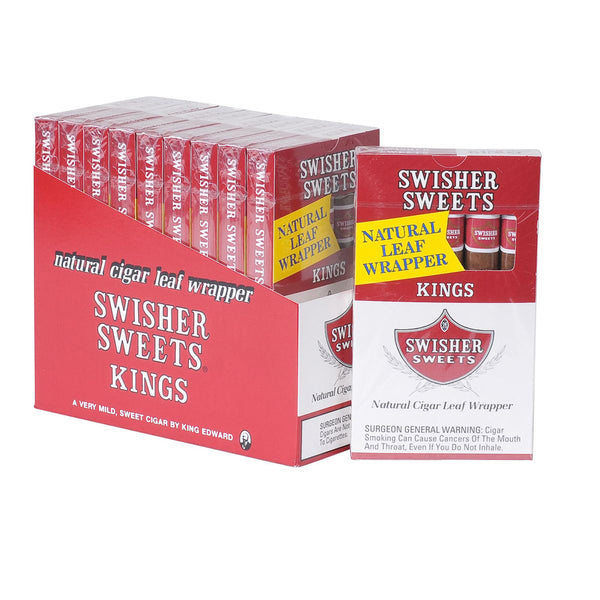 Swisher Sweets Kings Cigars 10 Packs of 5 - 50 Count Bulk Box of Mild Machine Made Cigars